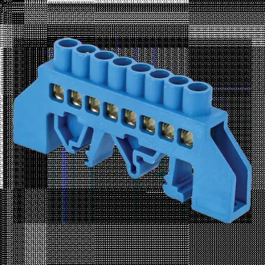 Шина нулевая 8х12мм 125А 8 отверстий нейлоновый корпус на DIN-рейку латунь PROxima