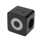                  Двойник электрический Куб 16А с/з + 2хUSB-A 2,4А + USB Type-C 3А с ночной подсветкой, черный
               