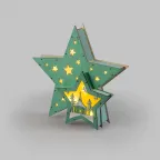 Деревянная фигура с подсветкой Домик Звездочета бирюзовая 26х7х25 см, | 504-019 | NEON-NIGHT