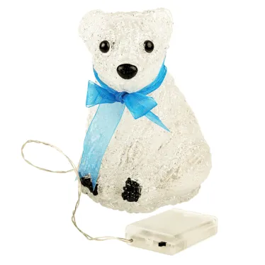 Акриловая светодиодная фигура "Белый мишка" 20 см, 4,5 В, 3 батарейки AA (не входят в комплект), 20 светодиодов, | 513-247 | NEON-NIGHT
