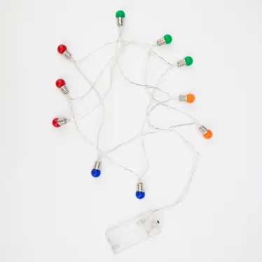 Гирлянда светодиодная Мини-лампочки 1.5 м, 10 LED, прозрачный ПВХ, цвет свечения мультиколор, 2 х АА (батарейки не в комплекте) | 303-074 | NEON-NIGHT