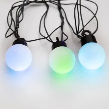 Гирлянда "Мультишарики" Ø30мм 5м, темно-зеленый ПВХ  25 диодов, цвет RGB | 303-569 | NEON-NIGHT