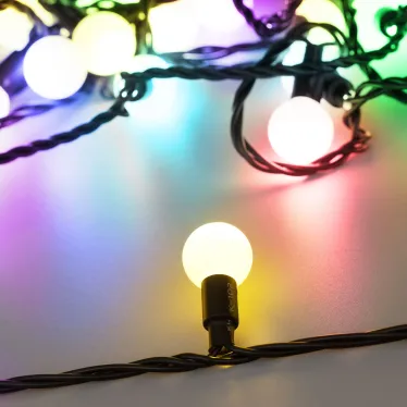 Светодиодная гирлянда ARD-BALL-CLASSIC-D23-10000-BLACK-80LED RGB (230V, 3.5W) | 025619 | Arlight