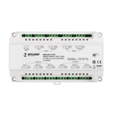 Сплиттер SMART-DMX512-306-72-DIN (12-48V, 2-in, 6-out, RS-485) (IARL, IP20 Металл, 5 лет) | 038937 | Arlight