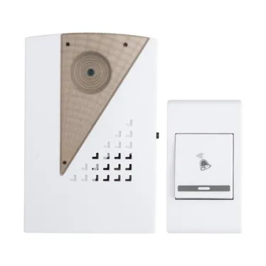 Звонок беспроводной на батарейках 004 (белый-серый 36 мелодий с индикацией 2х1.5В АA дистанция 80м) Basic