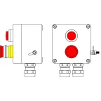                  Взрывозащищенный пост управления из полиэстера CPE-Р-03 -(1xLR(250) -1xP3E(11)) - 2x6018AASBKGM2SB(C)1Ex d e IIC T6 Gb / Ex tb IIIC T80°C Db IP66
               