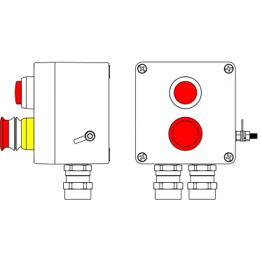 Взрывозащищенный пост управления из полиэстера CPE-Р-03 -(1xLR(250) -1xP3E(11)) - 2x6018AASBKGM2SB(C)1Ex d e IIC T6 Gb / Ex tb IIIC T80°C Db IP66
