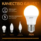 Лампа светодиодная LED 7Вт E27 220В 2700К A60 | 102502107 | Gauss