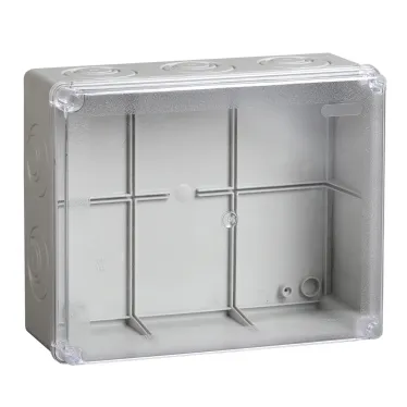 Коробка КМ41275 распаячная для открытой проводки 240х195х90мм IP44 (RAL7035 прозрачный красный кабельные вводы 5 шт)