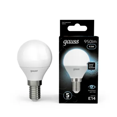 Лампа светодиодная LED 9.5Вт E14 220В 4100К Globe | 105101210 | Gauss