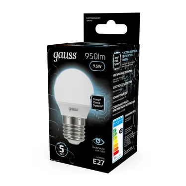 Лампа светодиодная LED Globe E27 9.5W 4100K | 105102210 | Gauss
