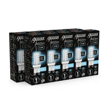 Лампа светодиодная G9 AC185-265V 3,5W 460lm 4100K керамика LED 1/10/200 | 107009205 | Gauss