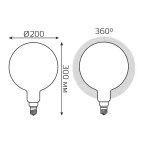 Лампа светодиодная Filament G200 14W 1170lm 4100К Е27 milky диммируемая LED 1/4 | 153202214-D | Gauss