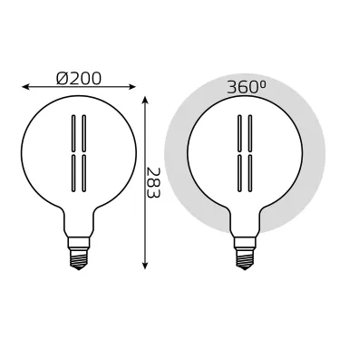 Лампа светодиодная LED Vintage Filament Straight G200 6W E27 200*283mm Gray 330lm 4000K 1/6 | 154802205 | Gauss