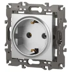 Розетка 2P+E Schuko, 16А-250В, Эра Elegance, алюминий, 14-2101-03