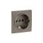 Валенсия лицевая панель розетки 1-местной с/з 16А графит с защ. штор.
