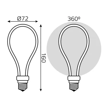 Лампа светодиодная LED Filament Bulbless A72 Milky E27 4W 330lm 2700K 72*160mm 1/10/100 | 1004802104 | Gauss