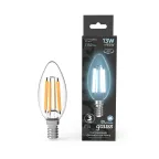 Лампа светодиодная Filament Свеча 13W 1150lm 4100К Е14 LED 1/10/50 | 103801213 | Gauss