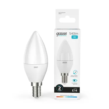 Лампа светодиодная LED 8 Вт 540 лм 4100К свеча нейтральный E14 AC 220В Elementary Gauss