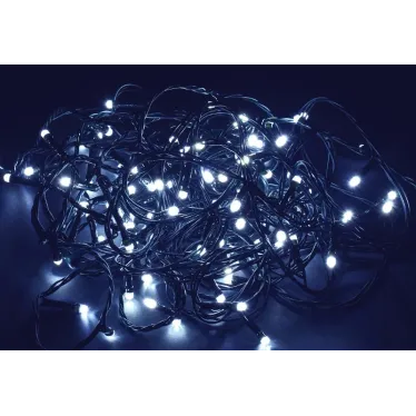 LIGHTING Гирлянда нить 10м 100 светодиодов белый свет IP20 зеленый шнур 1,5м 230В контроллер 8 сцен IEK