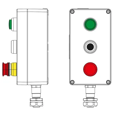 Взрывозащищенный пост управления из алюминия CPE-A-14-(1xLG(250)-1xP1B(11)-1xP6E(11))-1xKAEPM2MHK-20(C)1Ex d e IIC Т5 Gb / Ex tb IIIC T95°C Db IP66