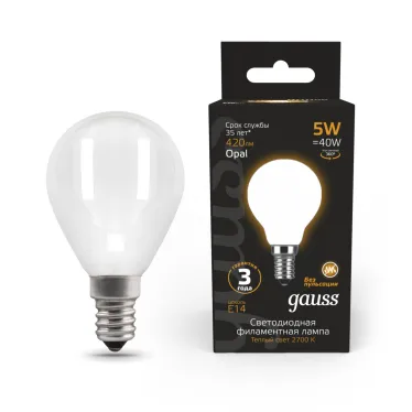 Лампа светодиодная Black LED Filament Шар OPAL E14 5W 420lm 2700K | 105201105 | Gauss