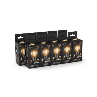 Лампа светодиодная Black LED Filament Шар E27 11W 720lm 2700K | 105802111 | Gauss