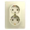 GLOSSA Розетка двойная с заземлением в сборе бежевая