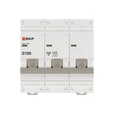 Выключатель автоматический трехполюсный 100А D ВА47-100 10кА PROxima
