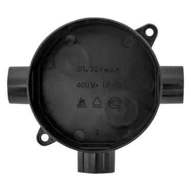 Коробка распаячная КМР-040-040б трехрожковая черная (70х35) PROxima