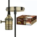 Патрон декоративный, ''Vintage'', с проводом (1м) и креплением. Выключатель поворотный. Материал алюминий. Цвет бронза.