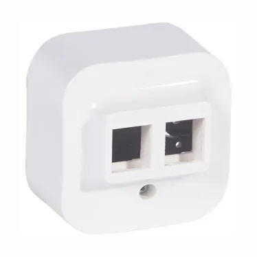 Quteo Адаптер для 1 или 2 розеток RJ45 Keystone белый наружный