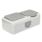 Блок розетка Мурманск 1-м 16А с заземлением с крышкой + двухклавишный выключатель IP54 серый