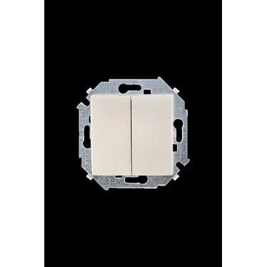 Выключатель двухклавишный проходной (переключатель), 16А, 250В, винтовой зажим, шампань