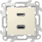 Коннектор HDMI+USB 2.0, слоновая кость