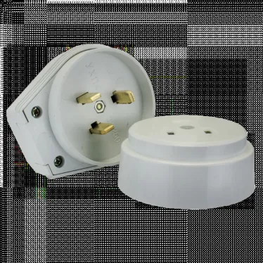 Разъем РШ-ВШ 32А 250В 2P+PE(ОУ) пластиковый белый Simple