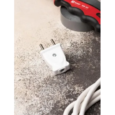 Вилка плоская без заземления белая 10А 250 В Proxima