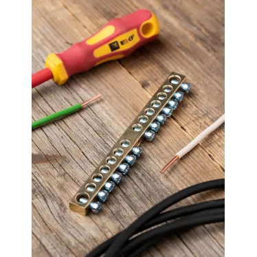 Шина нулевая с заземлением 63.14 латунь