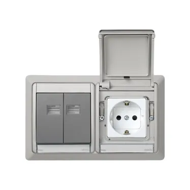 Рамка двухместная скрытая проводка S44A серый