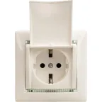 VALENA Розетка с заземлением в рамку с крышкой белая