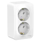 BLANCA розетка наружная двойная с заземлением со шторками и металлической пластиной, 16А, 250В, белый