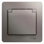 GLOSSA розетка с заземлением со шторками с крышкой в сборе IP20 платина