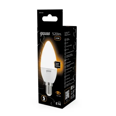 Лампа светодиодная LED 6.5 Вт 520 лм 3000К свеча теплый E14 AC 220В Black Gauss