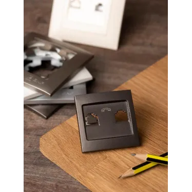 Валенсия лицевая панель розетки Phone 1-местная графит