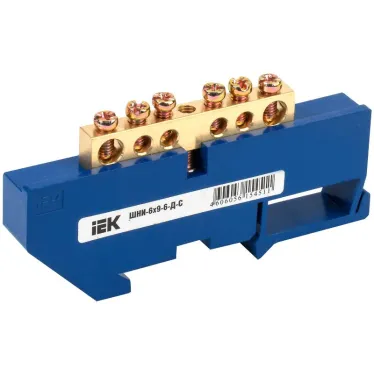 Шина N ноль на DIN-изолятор ШНИ-6х9-6-Д-С