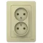 BLANCA С/У РОЗЕТКА двойная без заземления без шторок, 16А, 250В, БЕЖЕВЫЙ