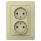 BLANCA С/У РОЗЕТКА двойная без заземления без шторок, 16А, 250В, БЕЖЕВЫЙ