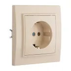 Розетка одноместная СП с заземлением 16А бежевый с защитными шторками Минск