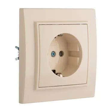 Розетка одноместная СП с заземлением 16А бежевый с защитными шторками Минск
