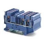 Клемма проходная, зажим push-in, 3 точки подключения, 2.5 кв.мм, синяя